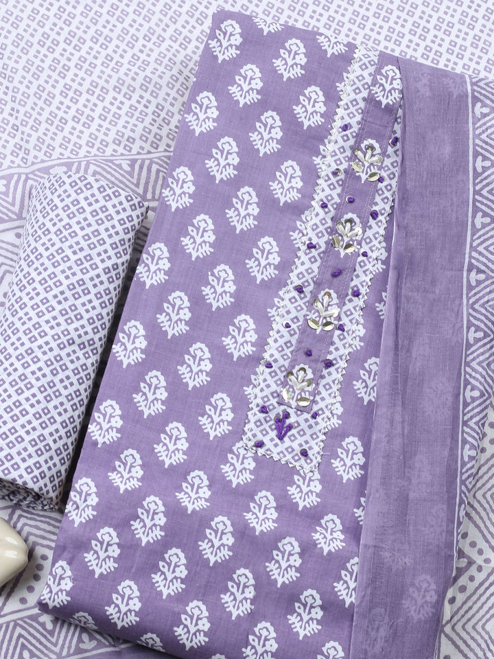 Embroidered Cotton Blend Unstitched Suit With Dupatta