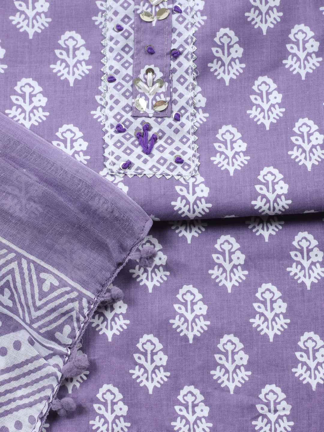 Embroidered Cotton Blend Unstitched Suit With Dupatta