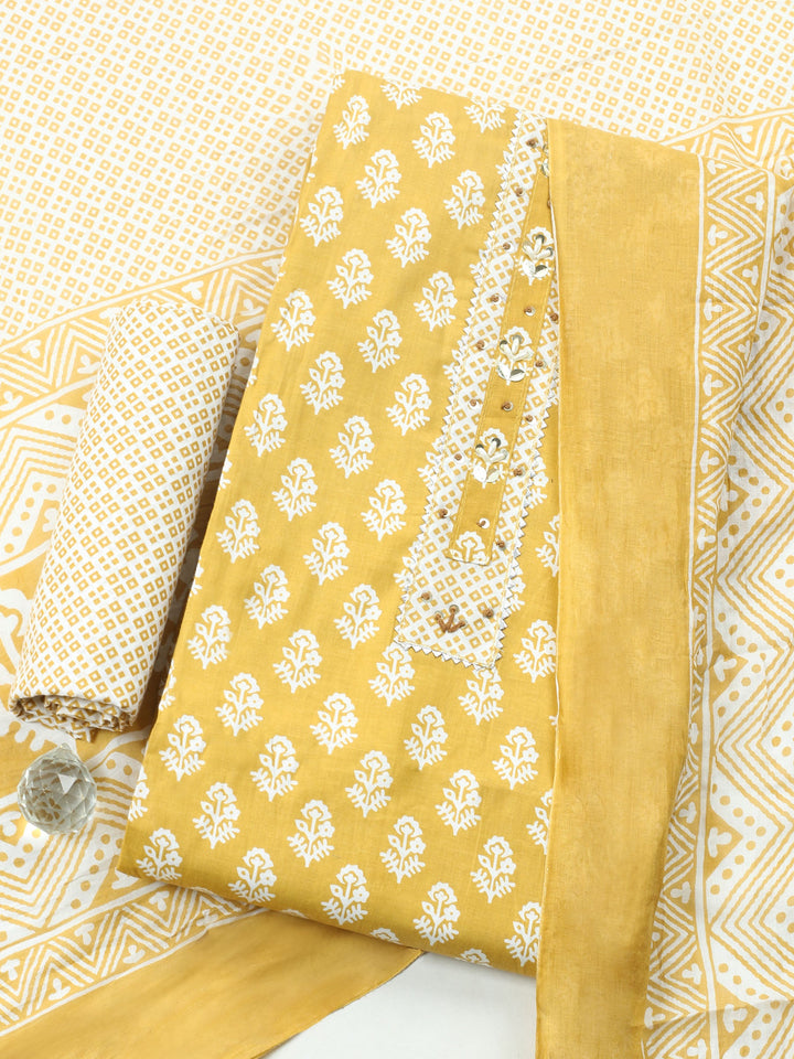 Embroidered Cotton Blend Unstitched Suit With Dupatta