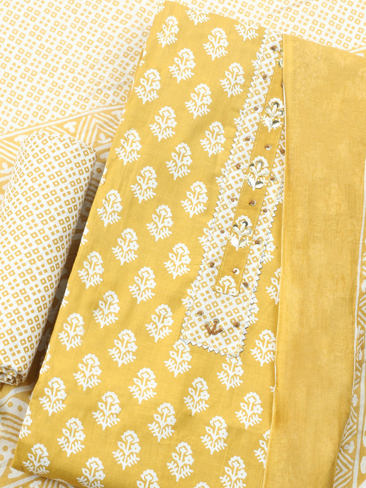Embroidered Cotton Blend Unstitched Suit With Dupatta
