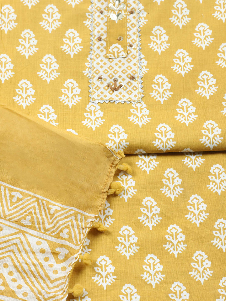 Embroidered Cotton Blend Unstitched Suit With Dupatta