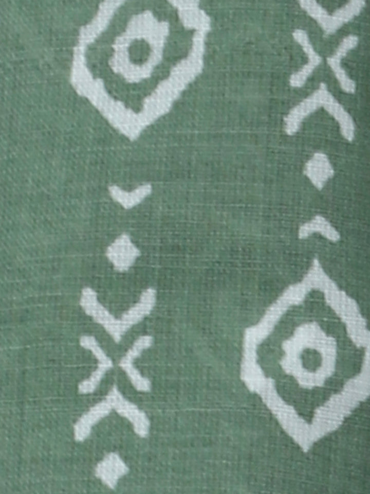 Green Printed Cotton Blend Unstitched Dress Material