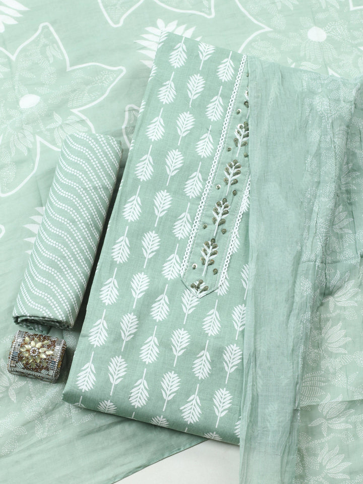 Embroidered Cotton Blend Unstitched Suit With Dupatta
