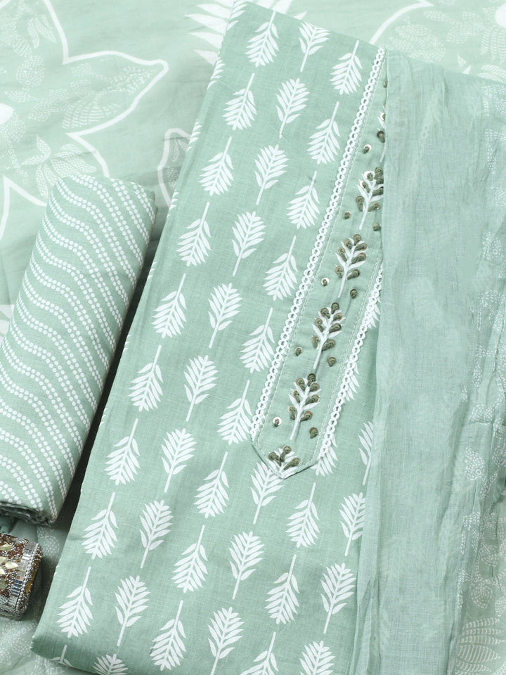 Embroidered Cotton Blend Unstitched Suit With Dupatta