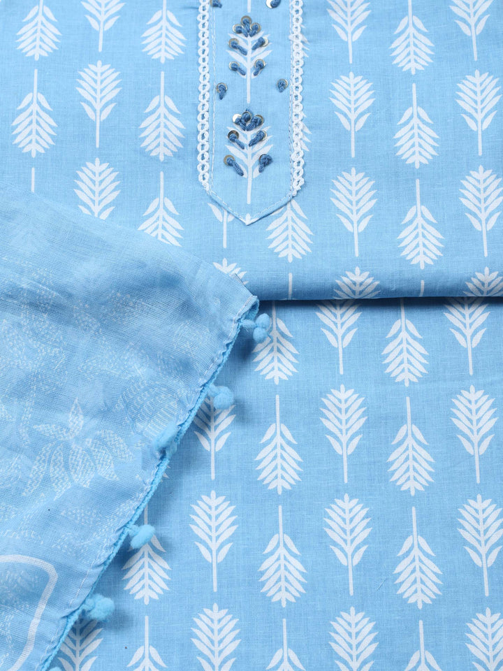 Embroidered Cotton Blend Unstitched Suit With Dupatta