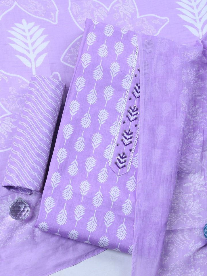 Embroidered Cotton Blend Unstitched Suit With Dupatta