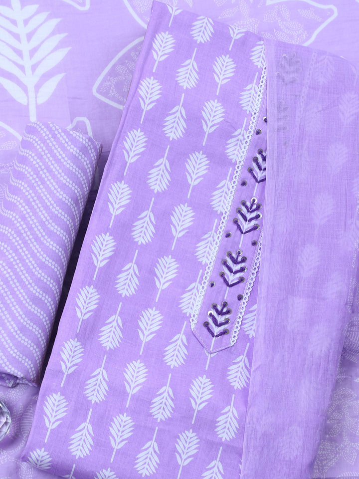Embroidered Cotton Blend Unstitched Suit With Dupatta