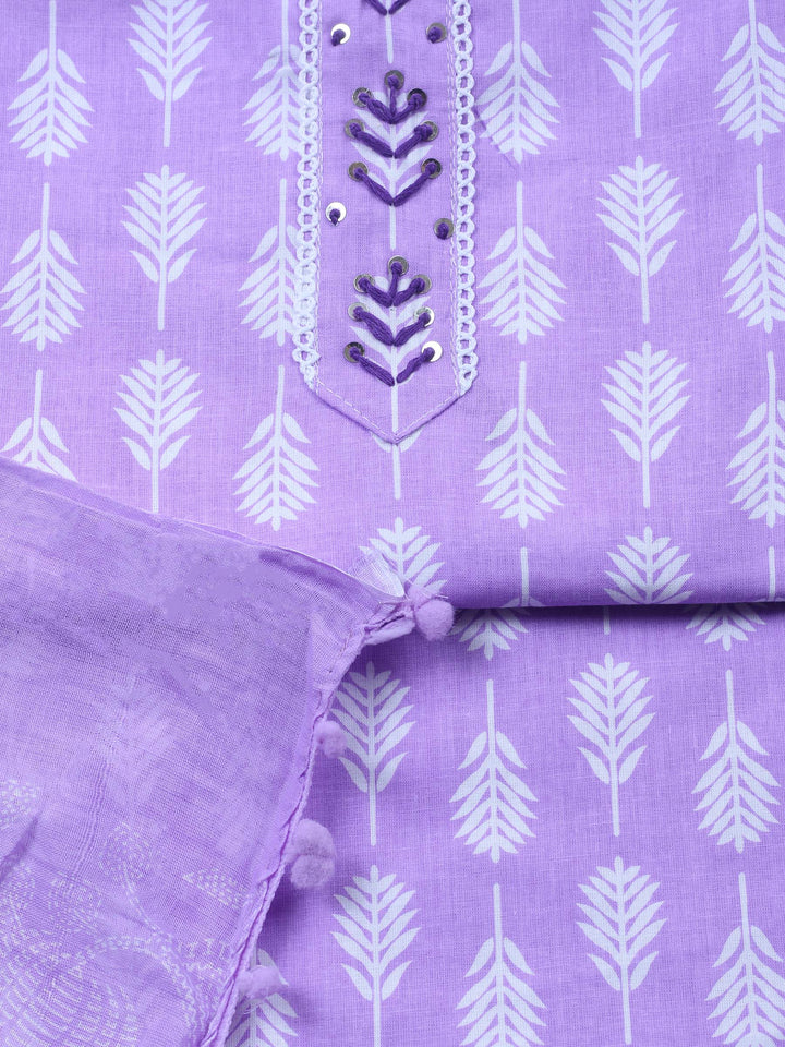 Embroidered Cotton Blend Unstitched Suit With Dupatta
