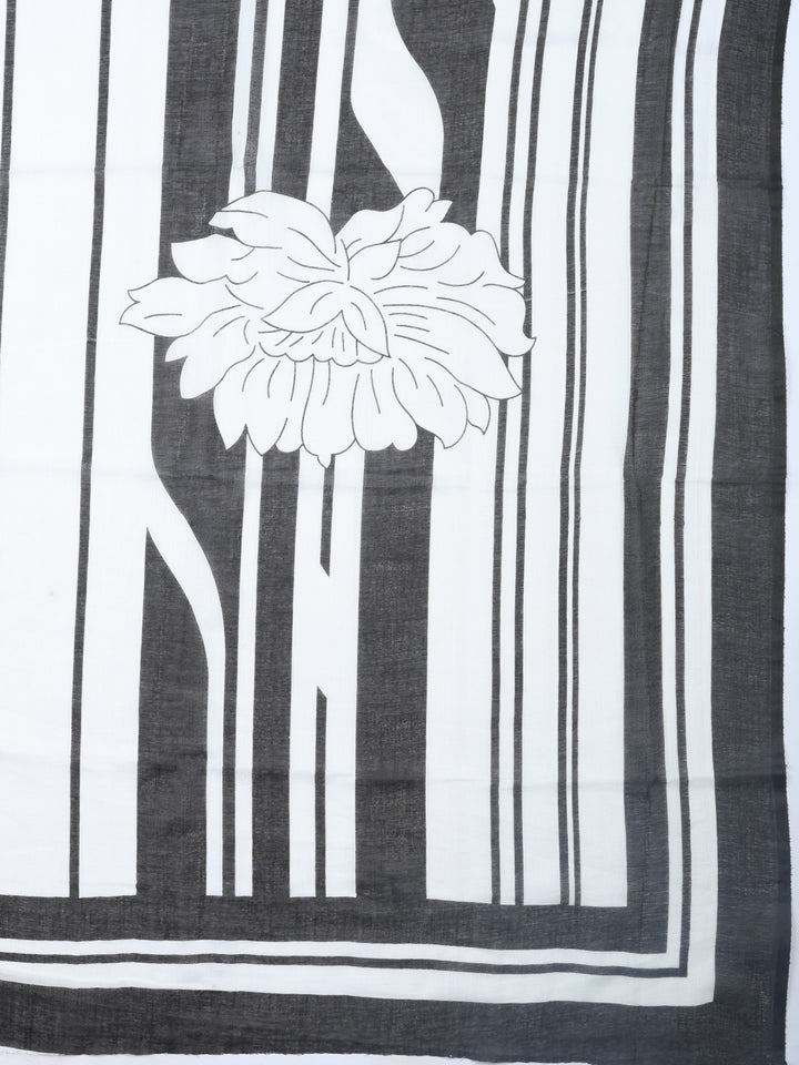 Black Printed Cotton Blend Unstitched Dress Material