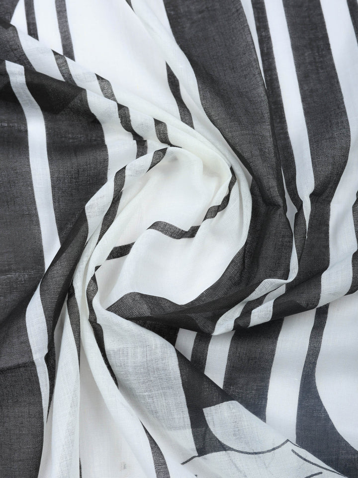 Black Printed Cotton Blend Unstitched Dress Material