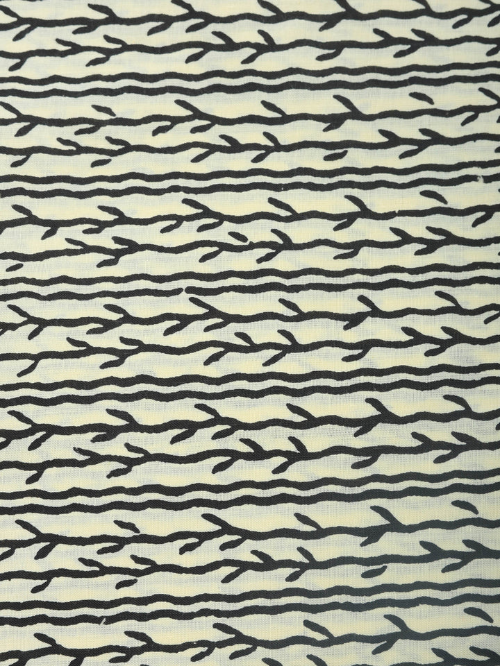Black Printed Cotton Blend Unstitched Dress Material
