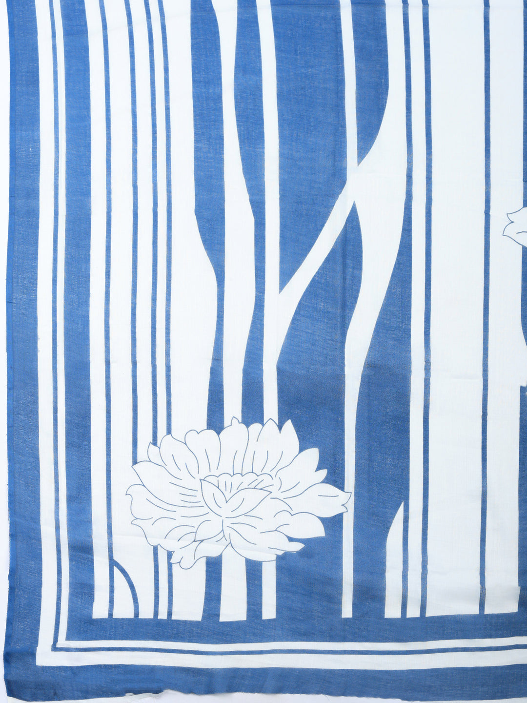 Blue Printed Cotton Blend Unstitched Dress Material