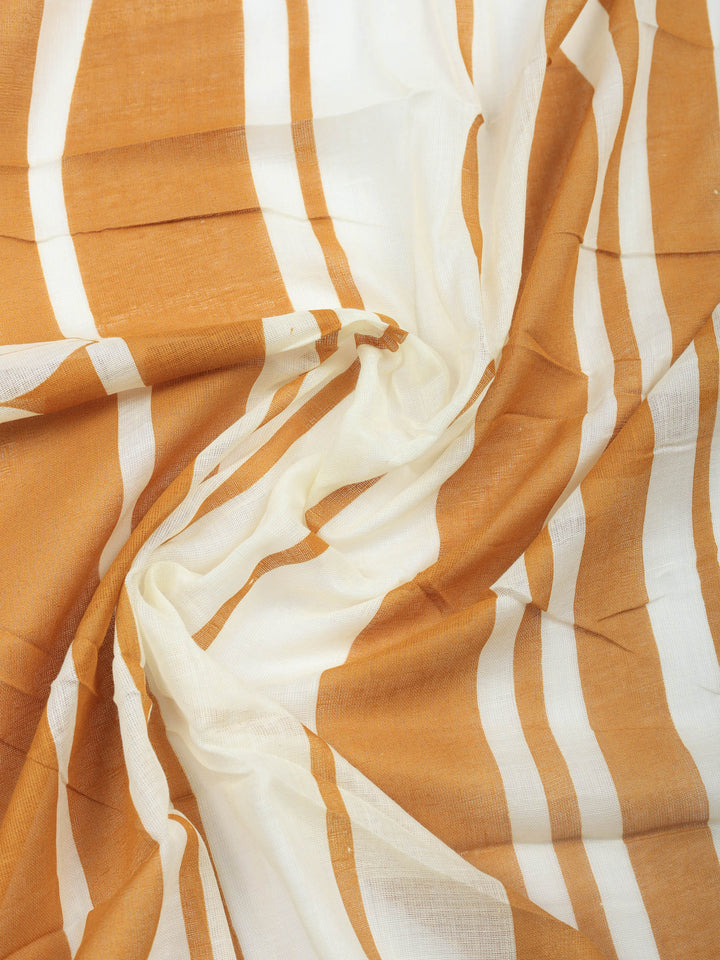 Brown Printed Cotton Blend Unstitched Dress Material