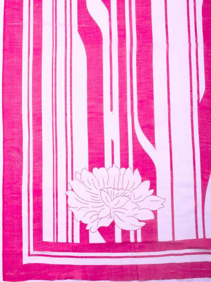 Pink Printed Cotton Blend Unstitched Dress Material