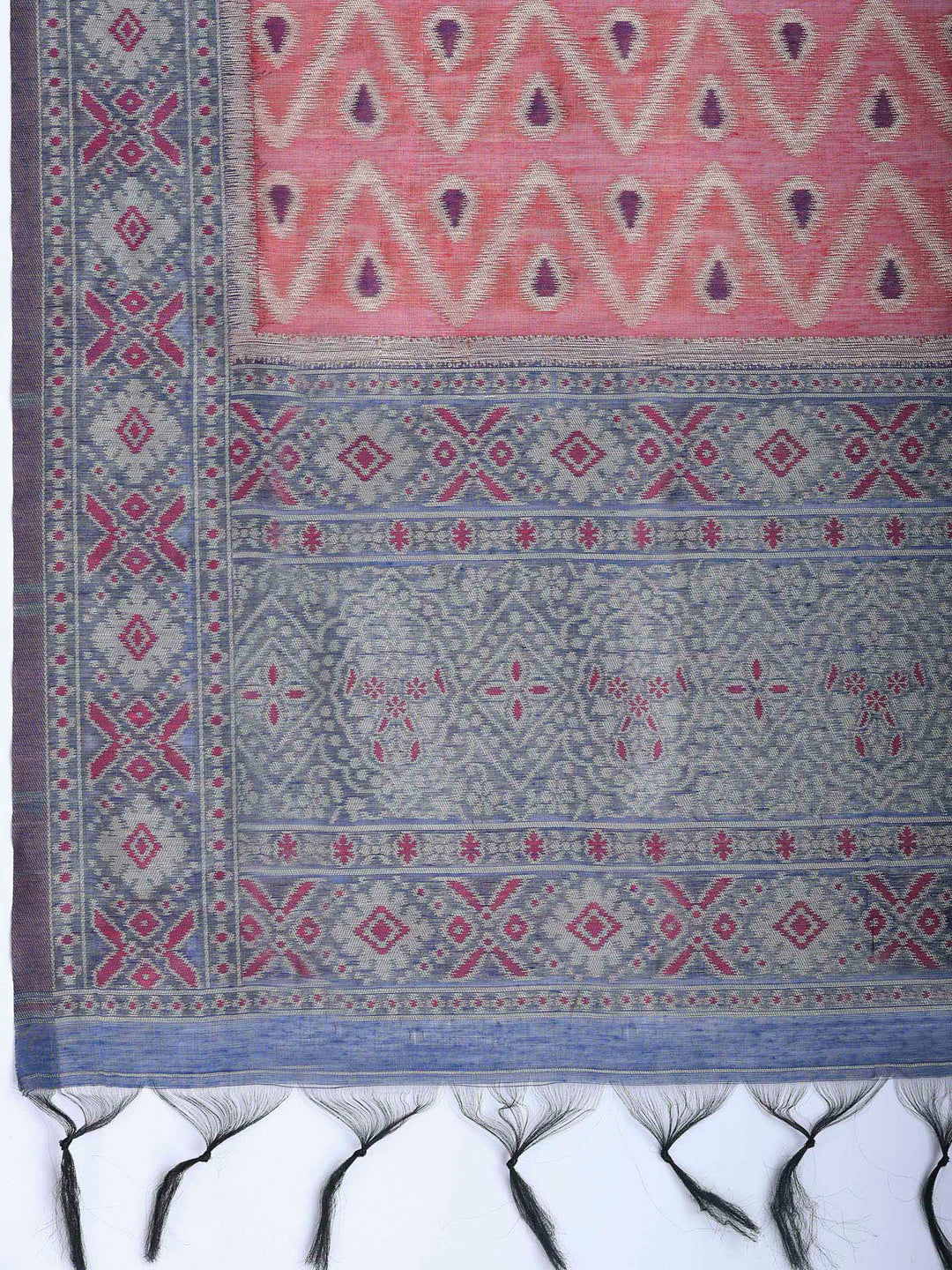 Blue Chanderi Woven Unstitched Dress Material