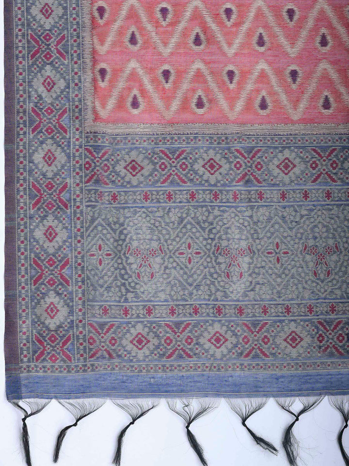 Blue Chanderi Woven Unstitched Dress Material