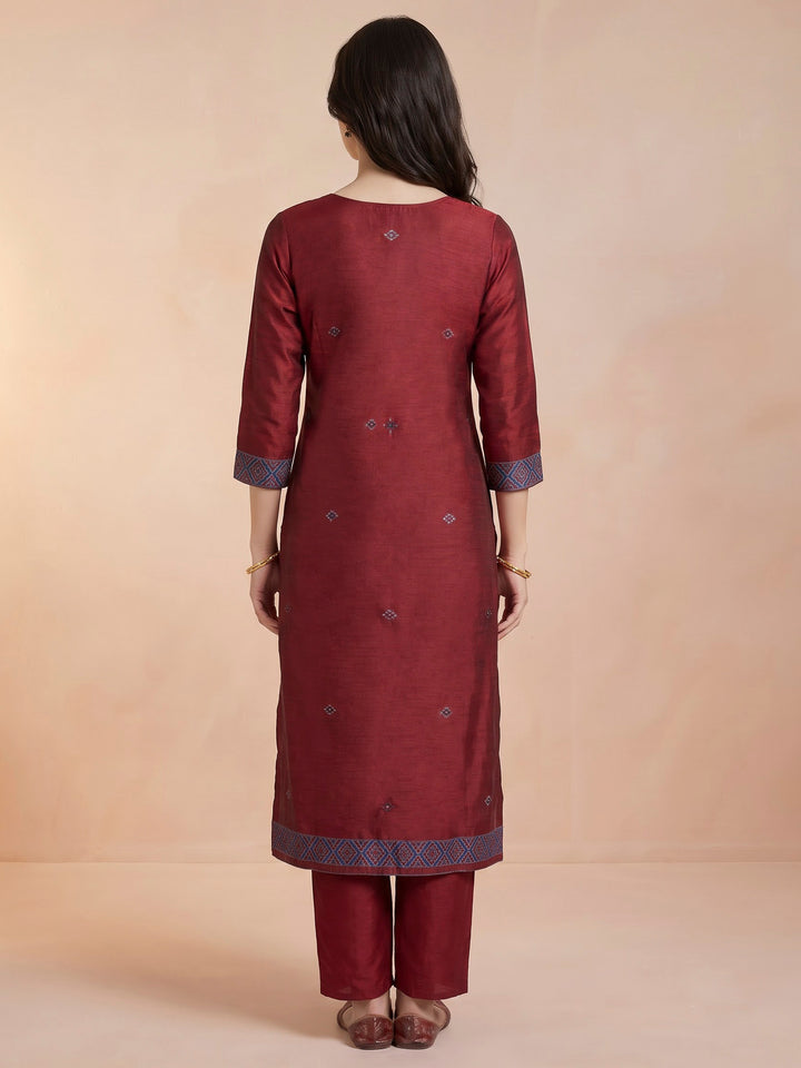 Magenta Art Silk Woven Unstitched Dress Material
