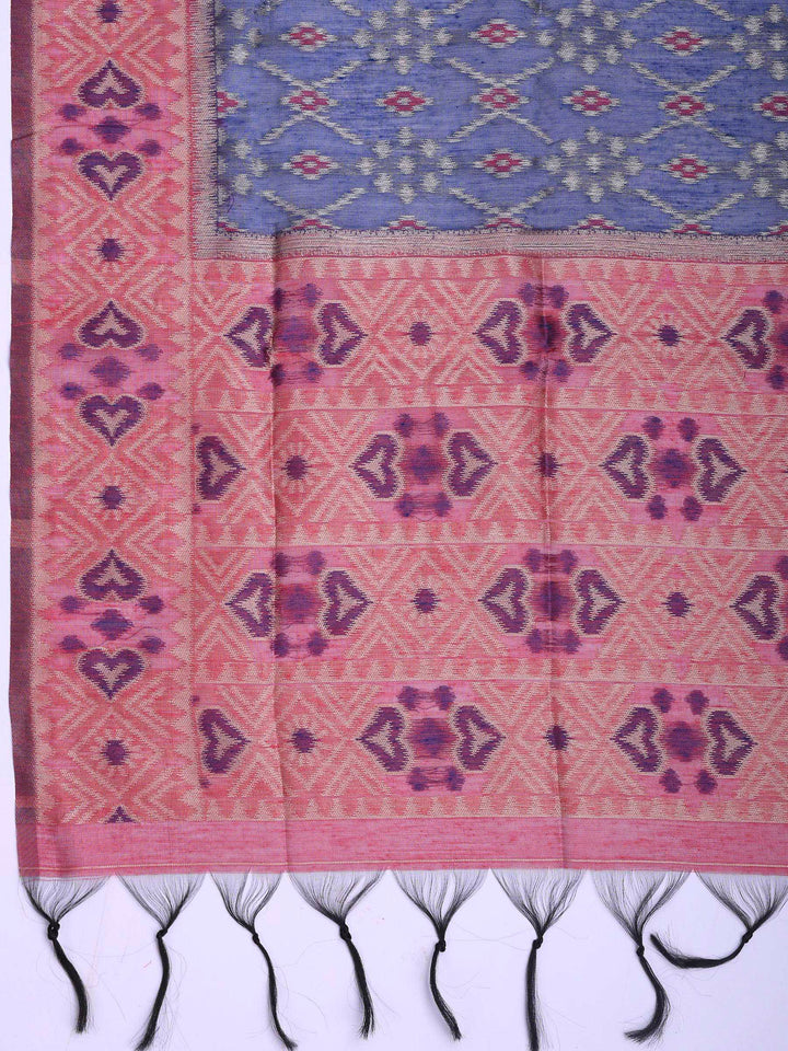 Magenta Art Silk Woven Unstitched Dress Material