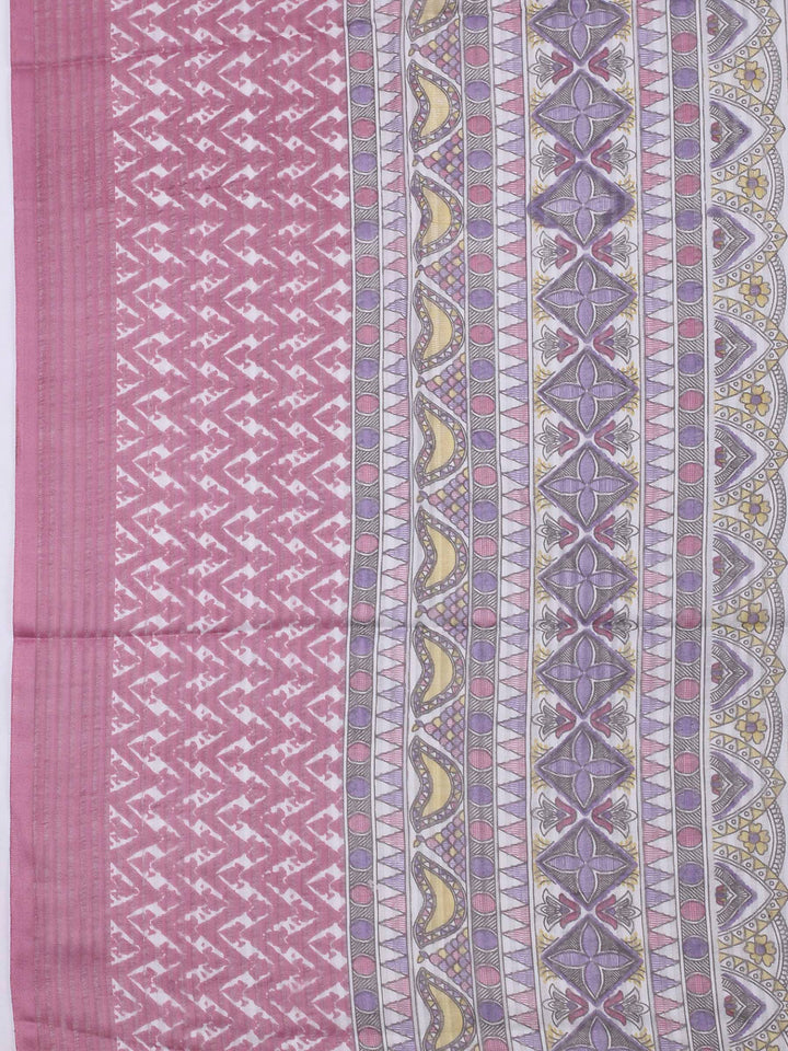 Onion Pink Printed Cotton Blend Unstitched Dress Material