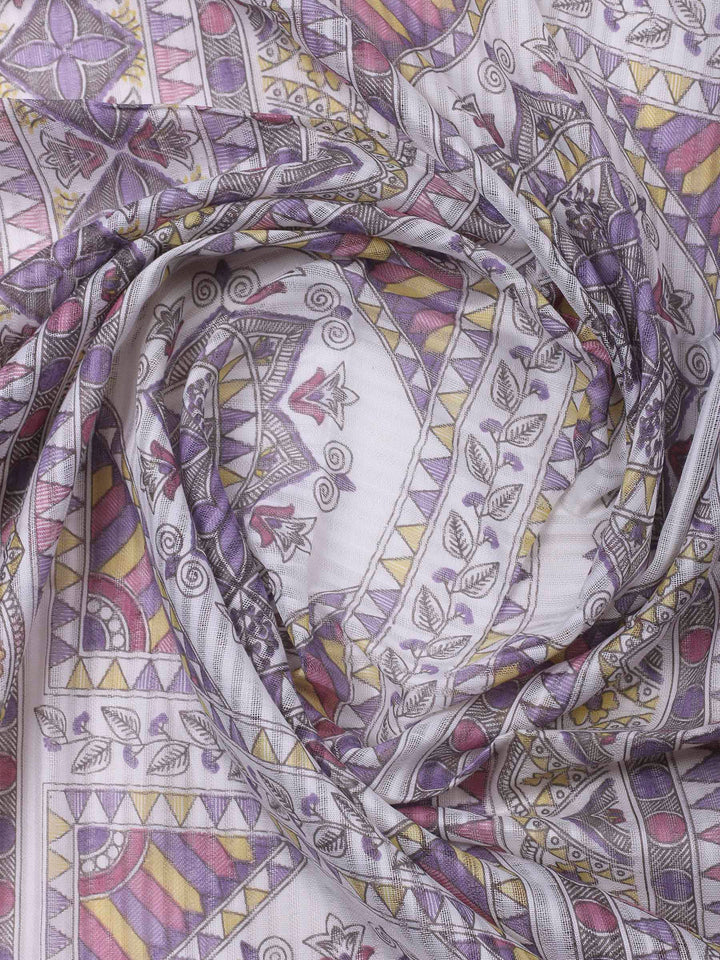 Onion Pink Printed Cotton Blend Unstitched Dress Material