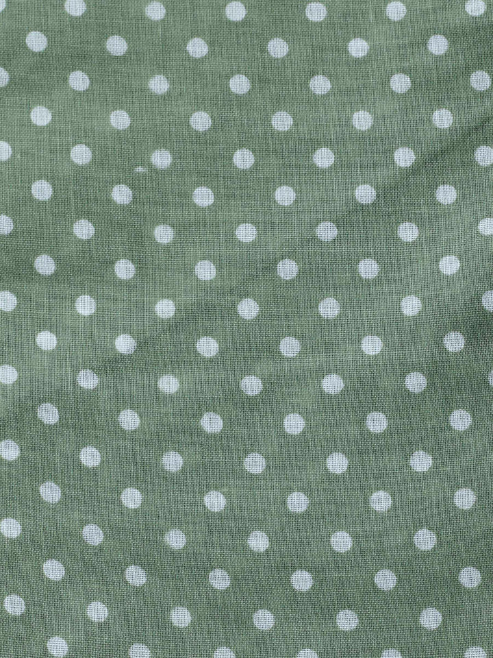 Pista Green Printed Cotton Blend Unstitched Suit &amp; Pant With Cotton Dupatta