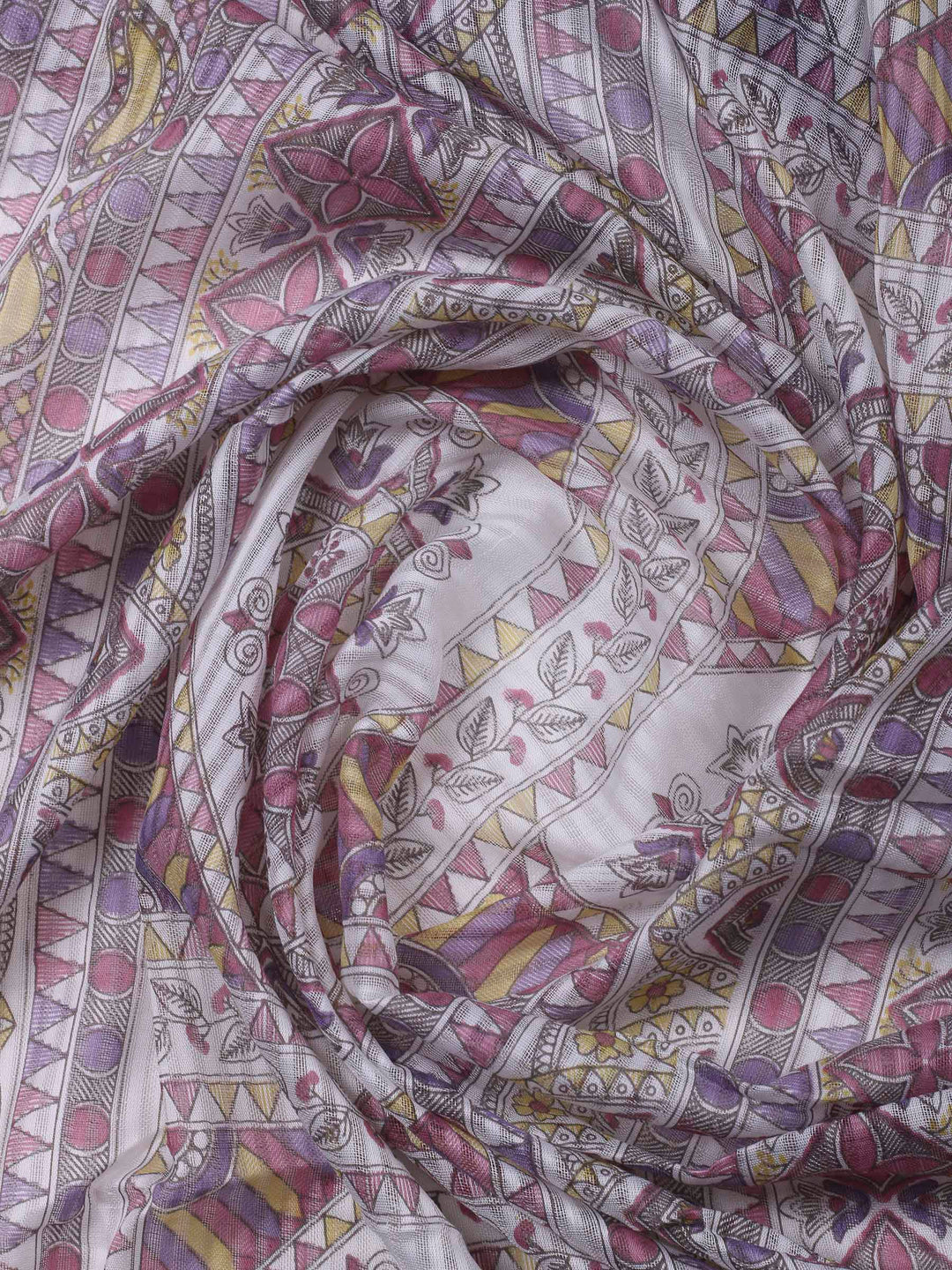 Purple Printed Cotton Blend Unstitched Dress Material