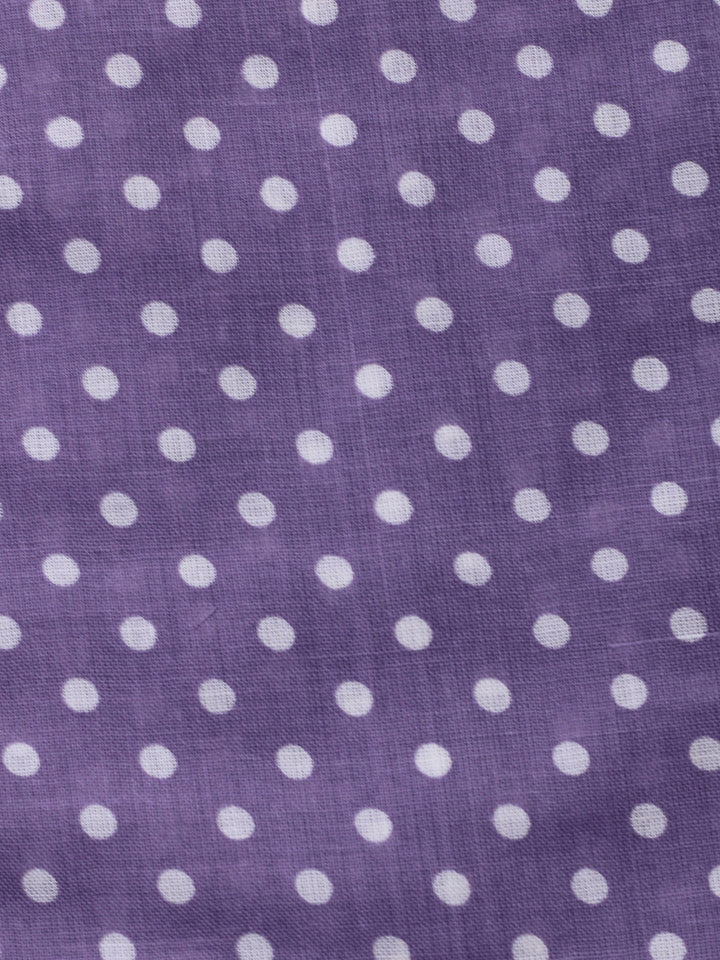 Purple Printed Cotton Blend Unstitched Dress Material