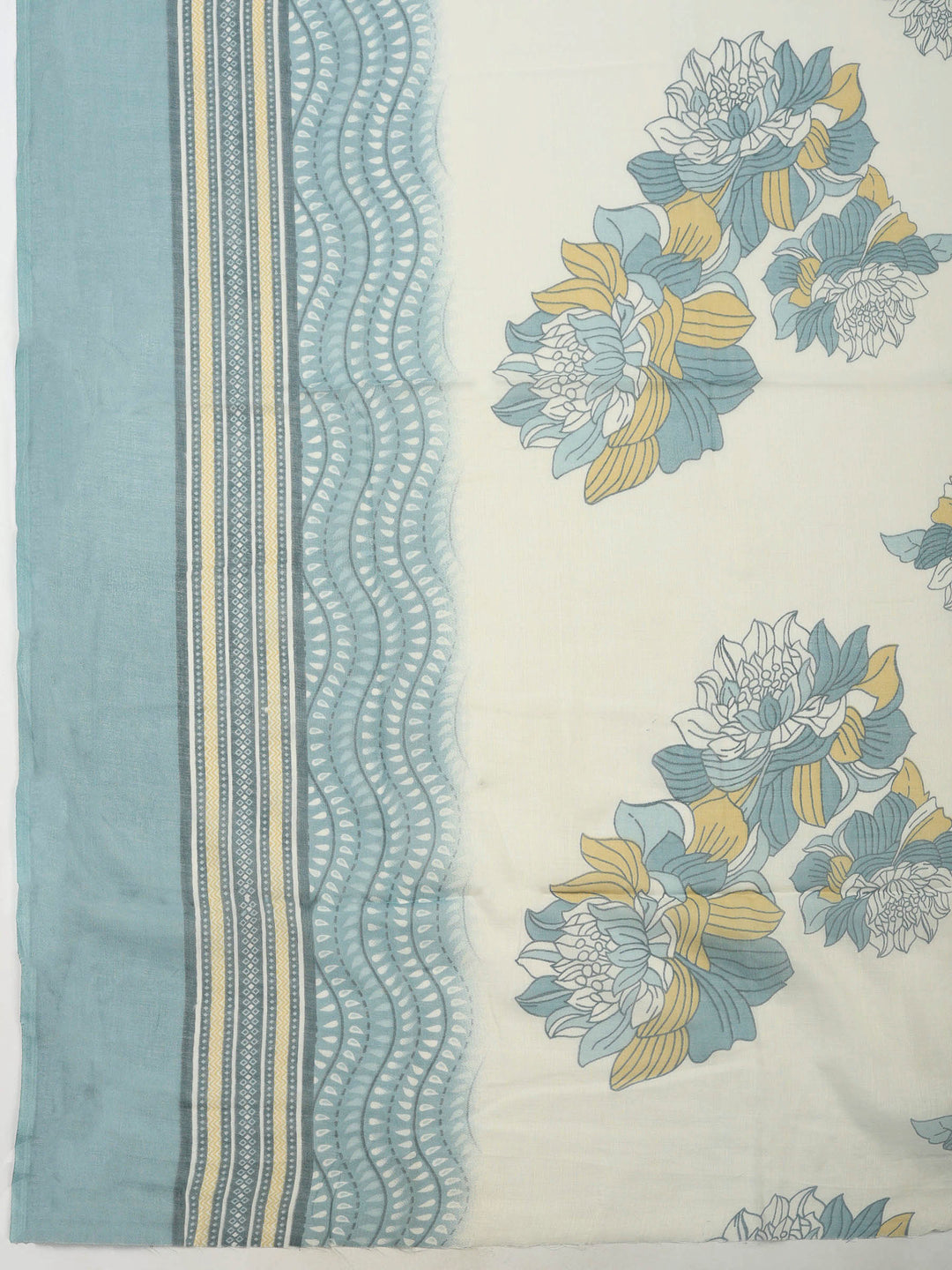 Grey Printed Cotton Blend Unstitched Dress Material
