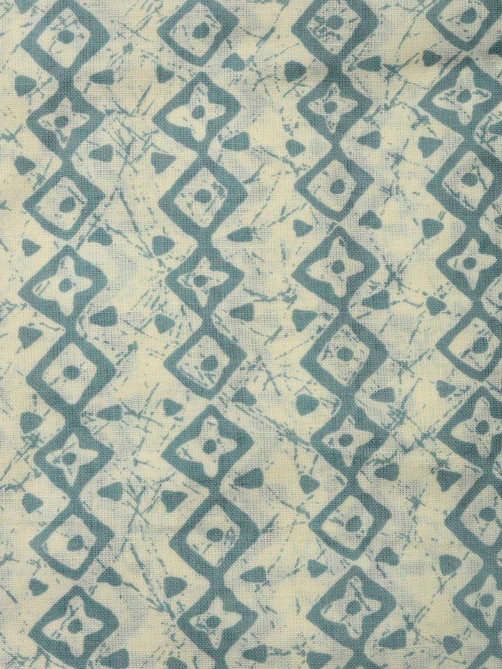 Grey Printed Cotton Blend Unstitched Dress Material