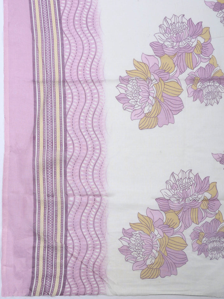 Mauve Printed Cotton Blend Unstitched Dress Material