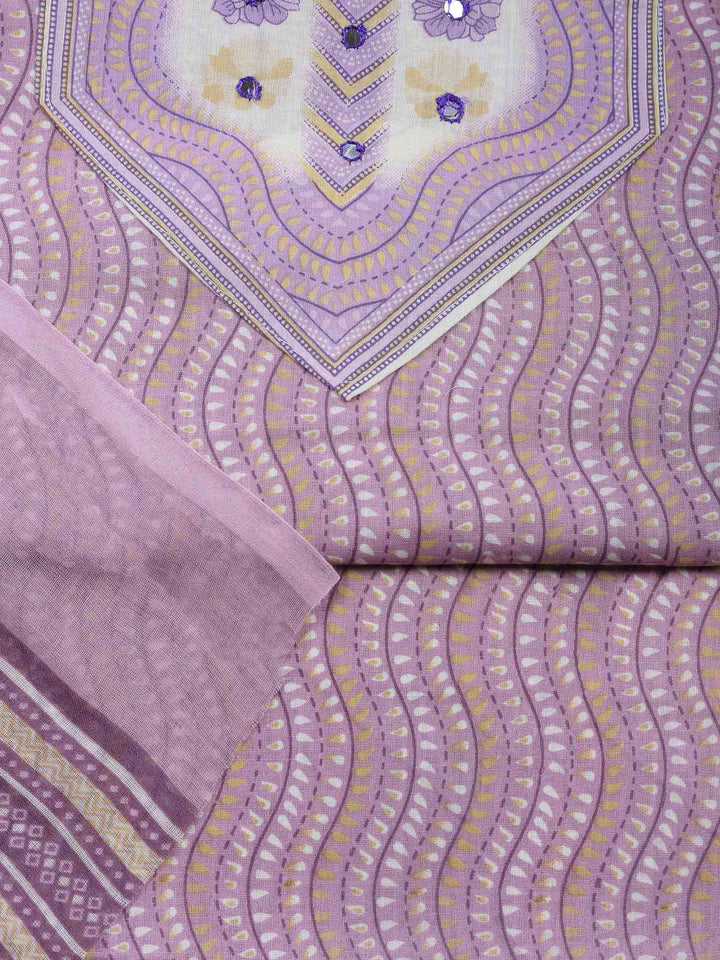 Mauve Printed Cotton Blend Unstitched Dress Material