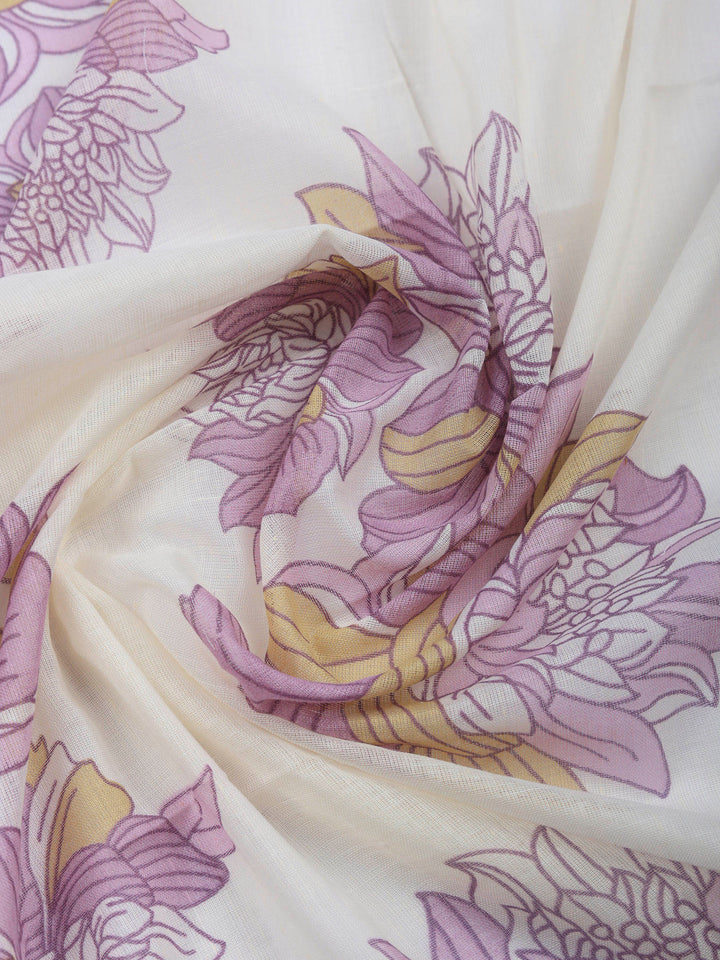 Mauve Printed Cotton Blend Unstitched Dress Material
