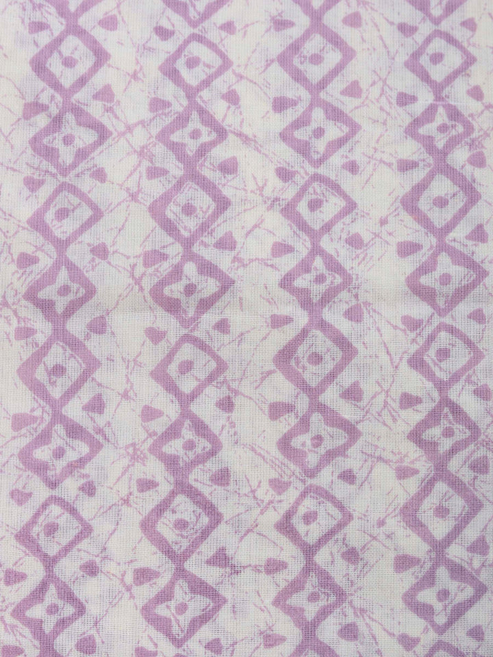 Mauve Printed Cotton Blend Unstitched Dress Material