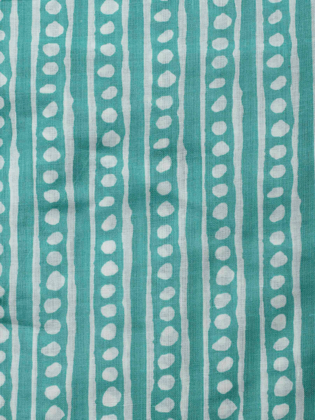 Aqua Green Printed Cotton Blend Unstitched Dress Material