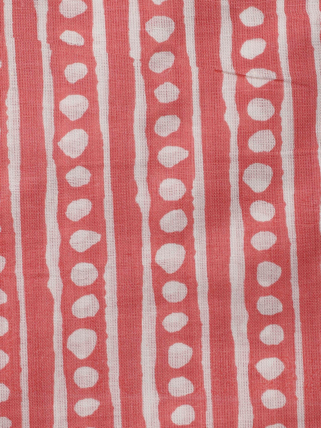 Peach Printed Cotton Blend Unstitched Dress Material