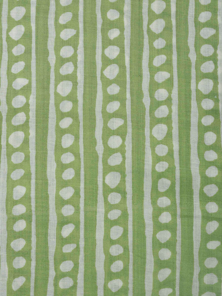 Pista Green Printed Cotton Blend Unstitched Dress Material