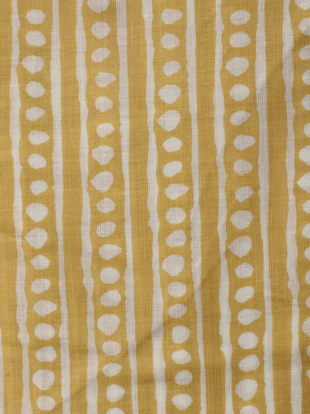 Yellow Printed Cotton Blend Unstitched Dress Material