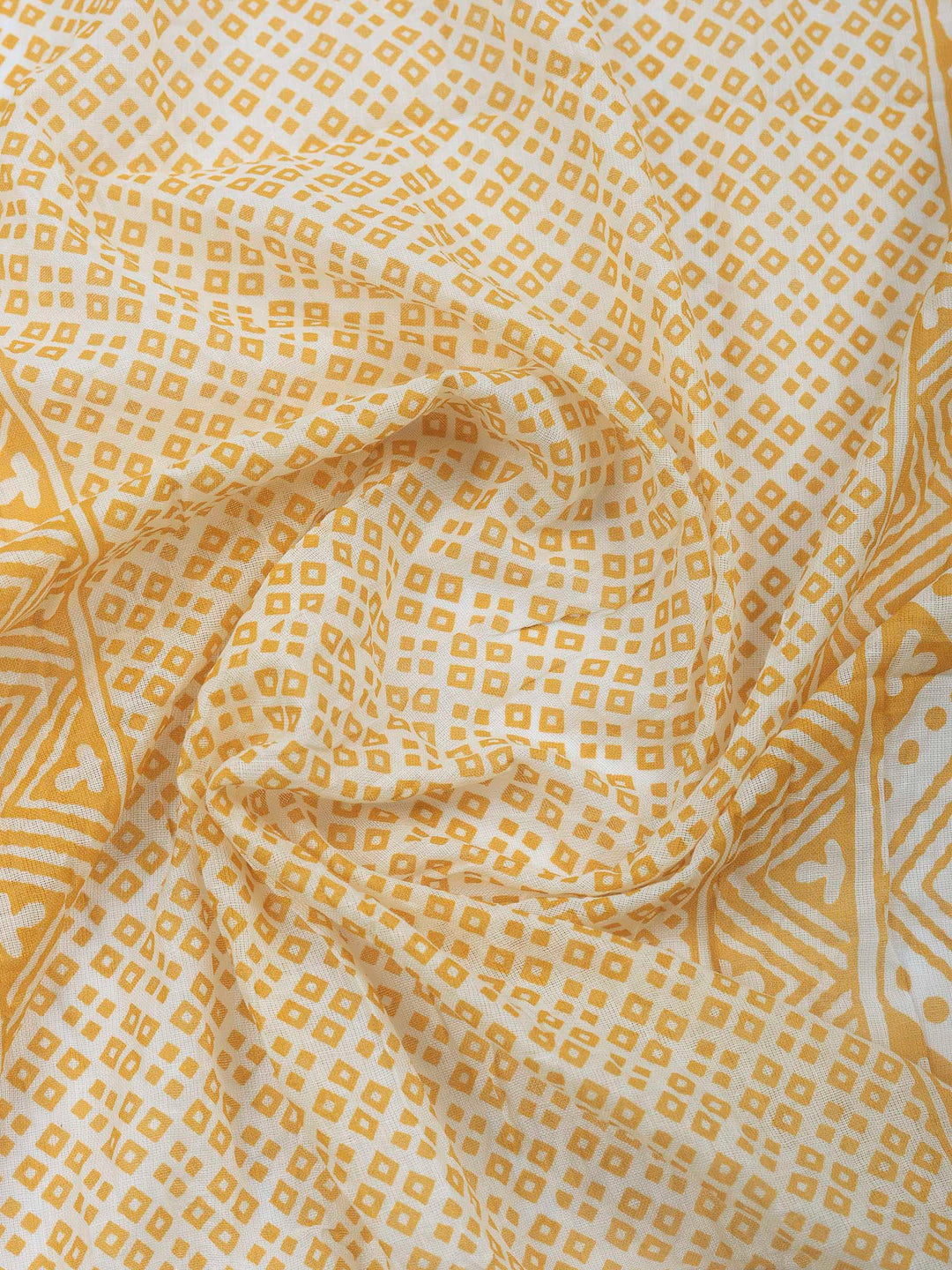 Mustard Printed Cotton Blend Unstitched Dress Material