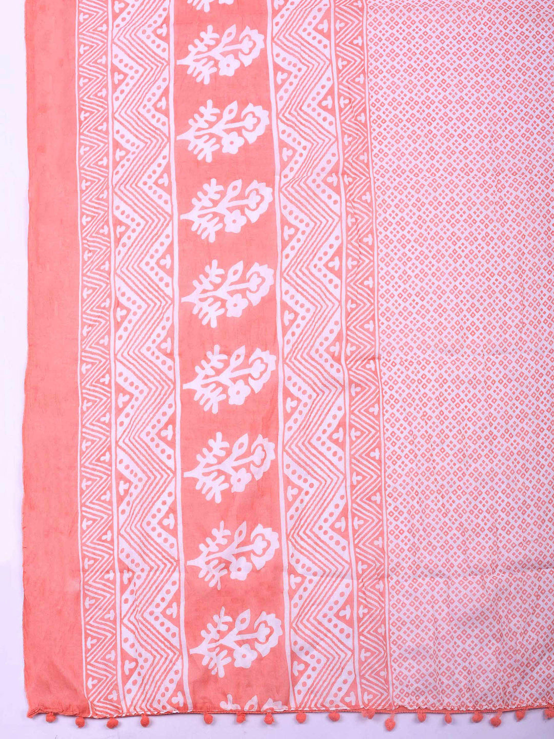 Pink Printed Cotton Blend Unstitched Dress Material