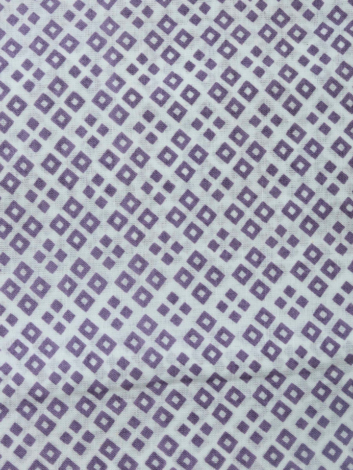 Purple Printed Cotton Blend Unstitched Dress Material