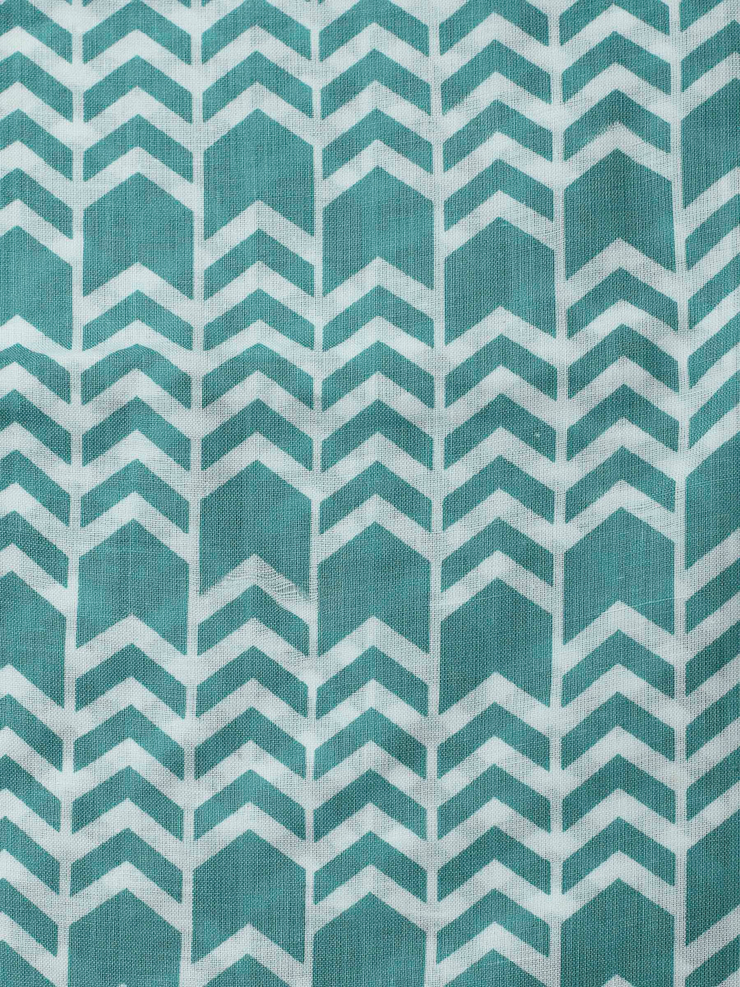 Aqua Green Printed Cotton Blend Unstitched Dress Material