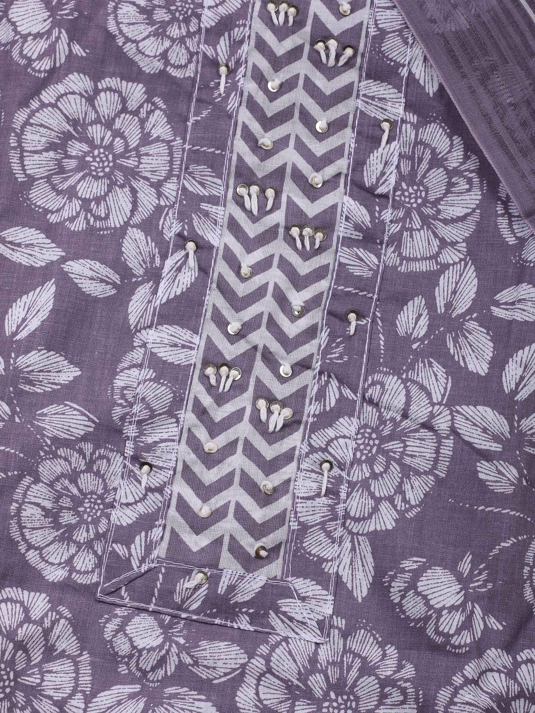 Mauve Printed Cotton Blend Unstitched Dress Material