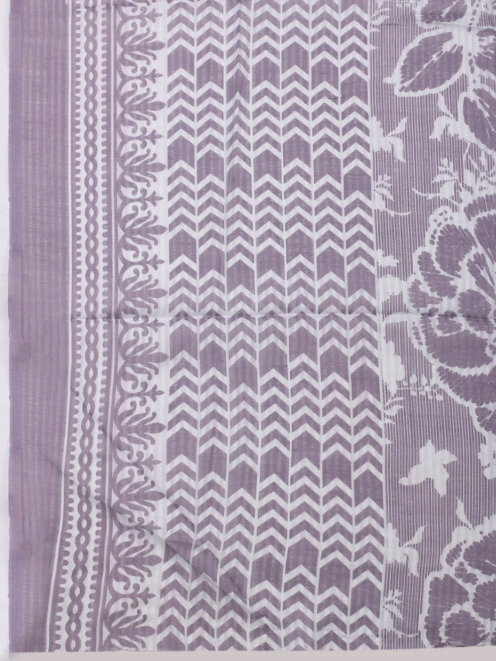 Mauve Printed Cotton Blend Unstitched Dress Material