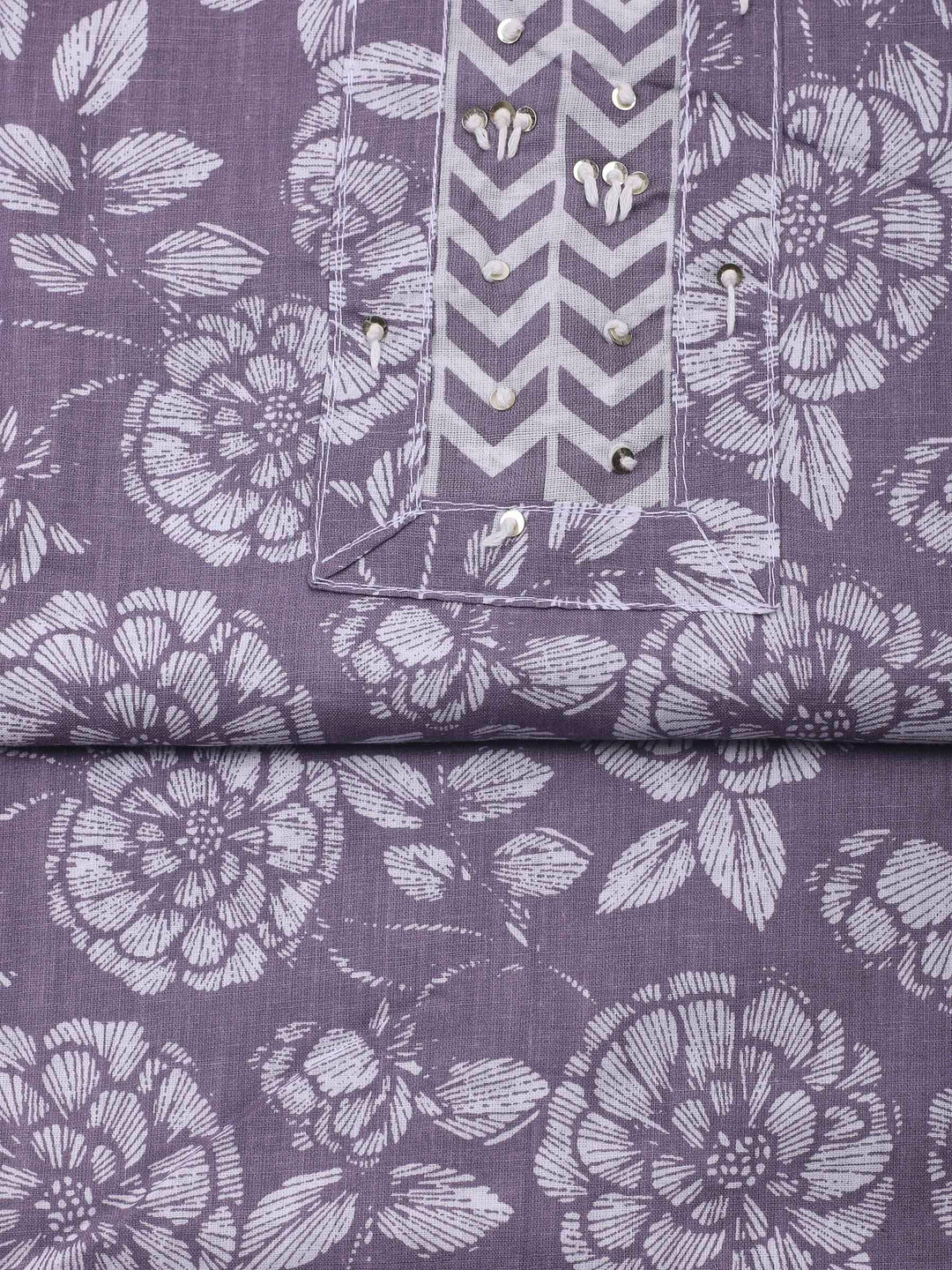 Mauve Printed Cotton Blend Unstitched Dress Material