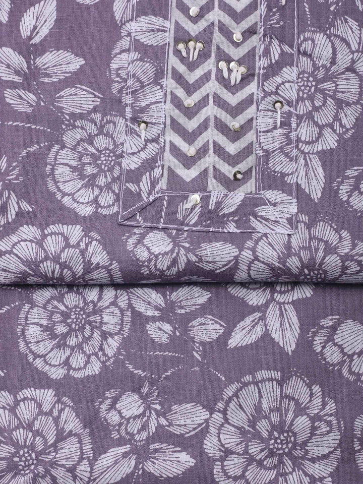 Mauve Printed Cotton Blend Unstitched Dress Material