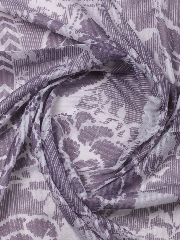 Mauve Printed Cotton Blend Unstitched Dress Material