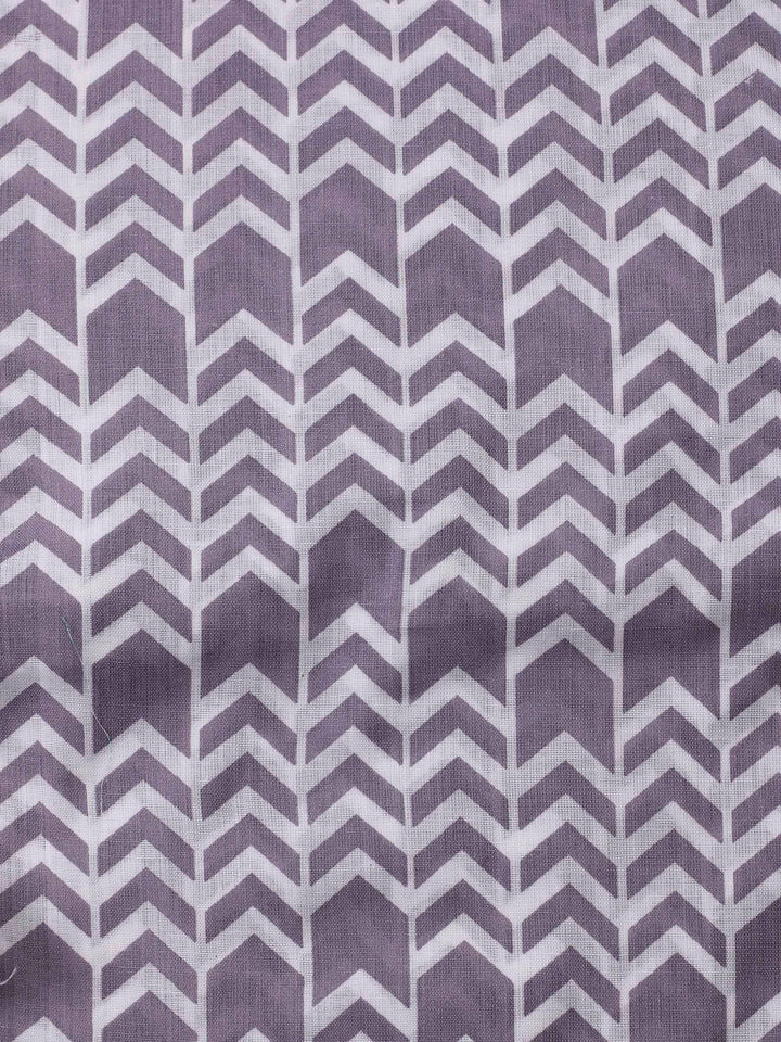 Mauve Printed Cotton Blend Unstitched Dress Material