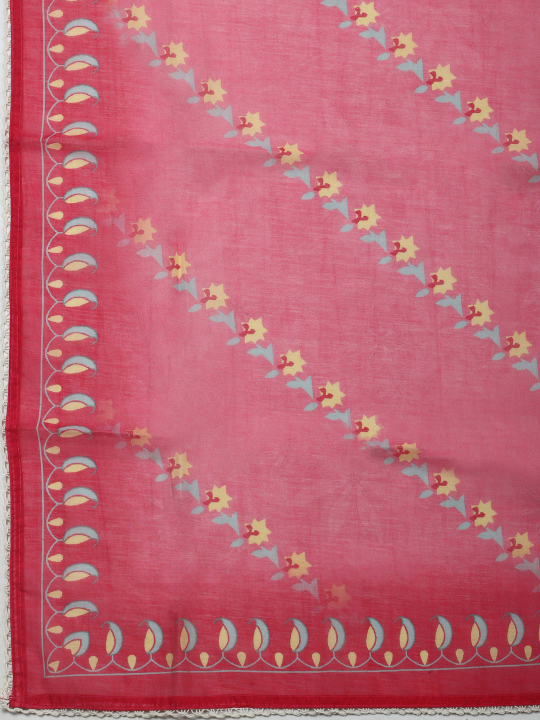 Mustard Embroidery Chanderi Unstitched Dress Material