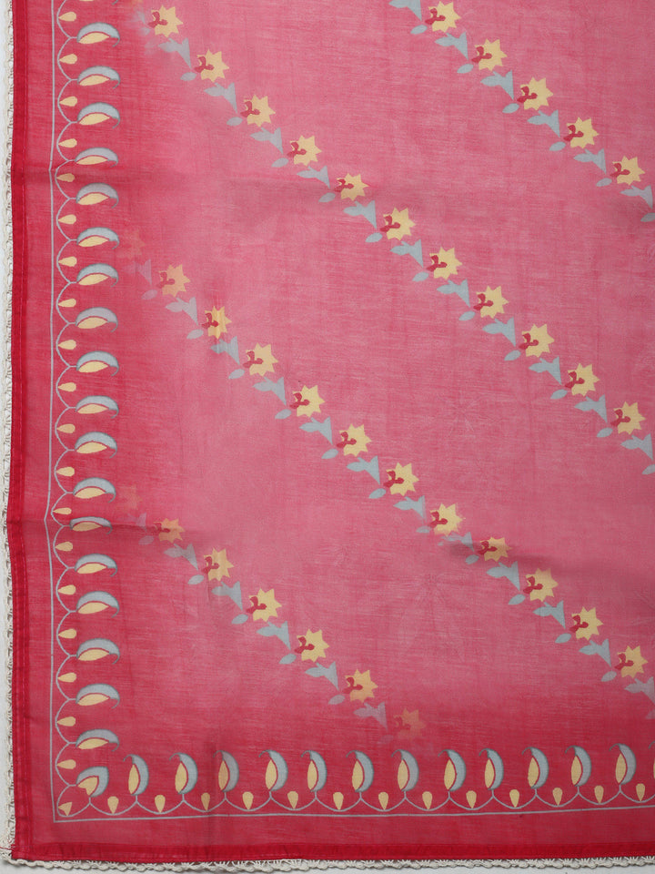Mustard Embroidery Chanderi Unstitched Dress Material