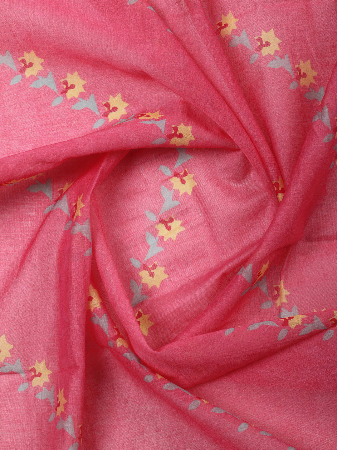 Mustard Embroidery Chanderi Unstitched Dress Material